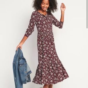 NWT Floral-Print Button-front Maxi Swing Dress